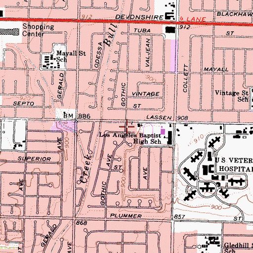 Topographic Map of Church of Christ, CA