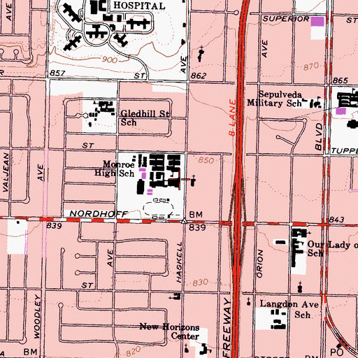 Topographic Map of Valley Presbyterian Church, CA