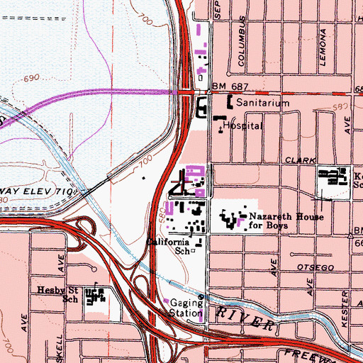 Topographic Map of Cathedral of Saint Mary, CA