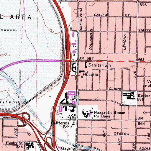 Topographic Map of Kingdom Hall of Jehovahs Witnesses, CA