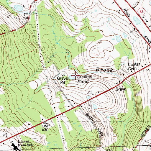Topographic Map of Lockes Pond, CT