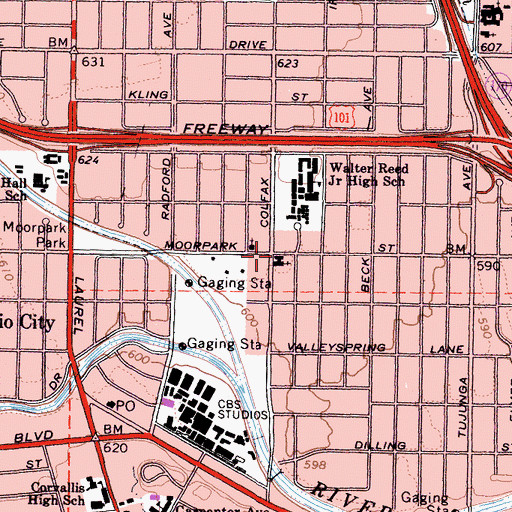 Topographic Map of First Christian Church, CA