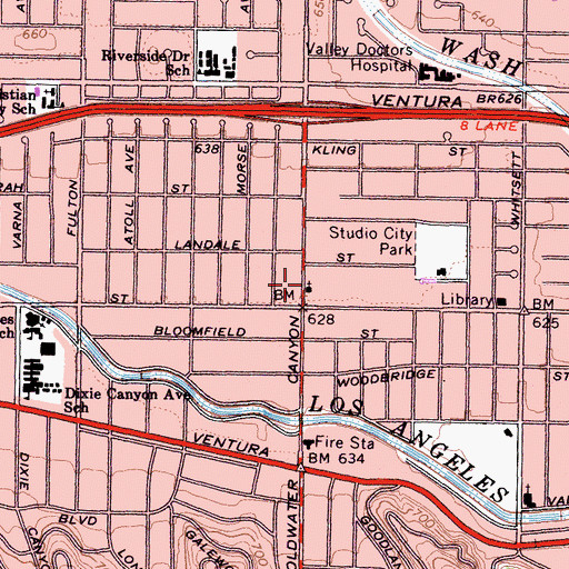Topographic Map of Little Brown Church In The Valley, CA