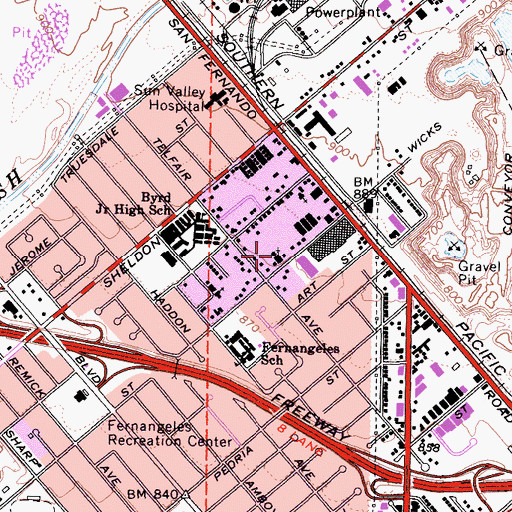 Topographic Map of Faith Bible Church, CA