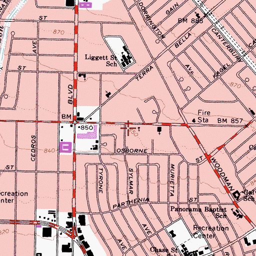 Topographic Map of Church of Christ, CA