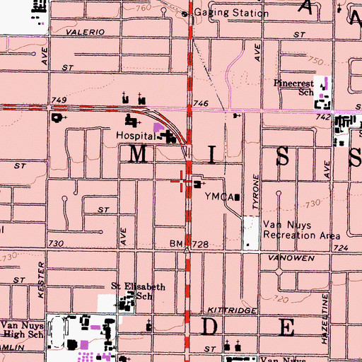 Topographic Map of First Lutheran Church, CA