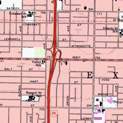 Topographic Map of Saint Andrews Lutheran Church, CA