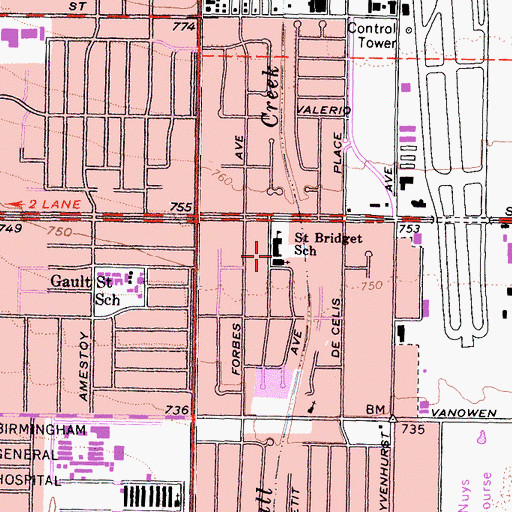Topographic Map of Saint Bridget of Sweden Church, CA