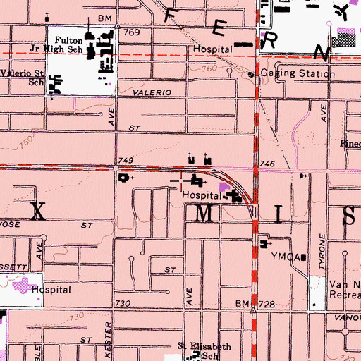 Topographic Map of Saint Mark's Episcopal Church, CA