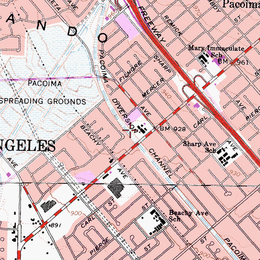 Topographic Map of San Fernando Valley Southern Baptist Church, CA