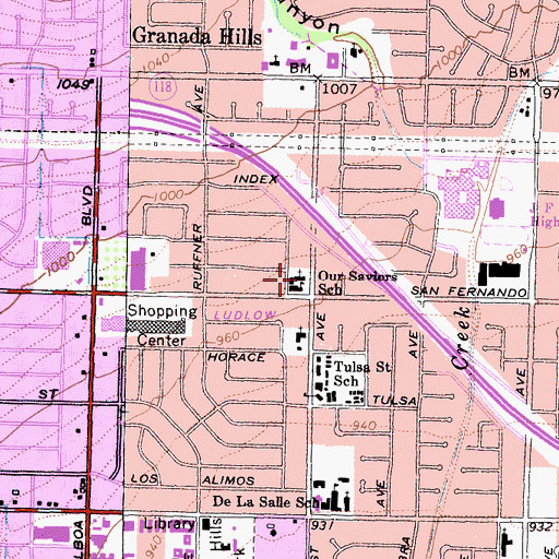 Topographic Map of Our Savior's First Lutheran Church, CA