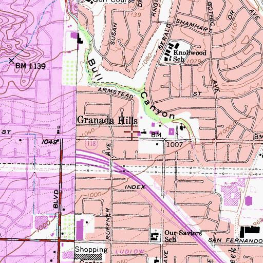 Topographic Map of Saint Andrew And Saint Charles Church, CA