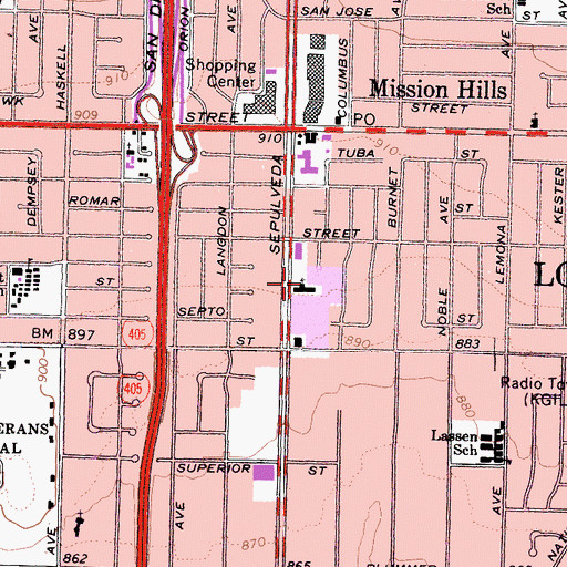 Topographic Map of Chapel of the Cross Lutheran Church, CA