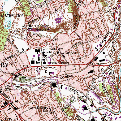 Topographic Map of Locust Avenue School, CT