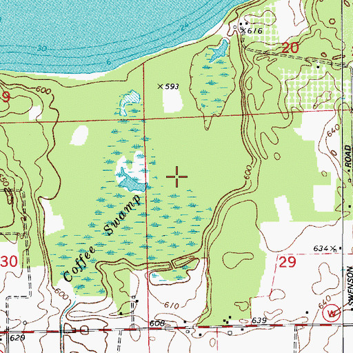 Topographic Map of Coffey Swamp State Natural Area, WI