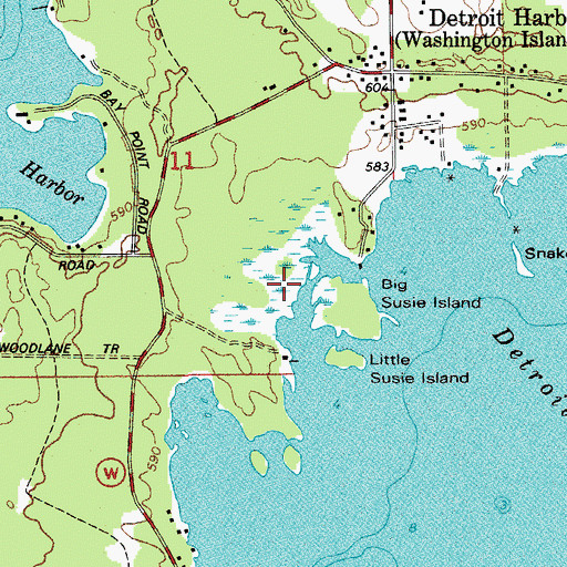 Topographic Map of Detroit Harbor State Natural Area, WI