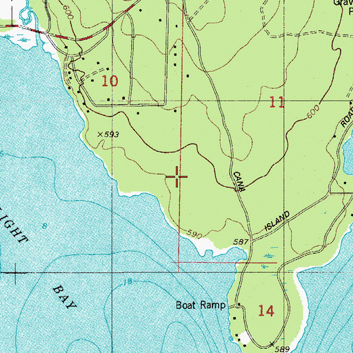 Topographic Map of Moonlight Bay Bedrock Beach State Natural Area, WI