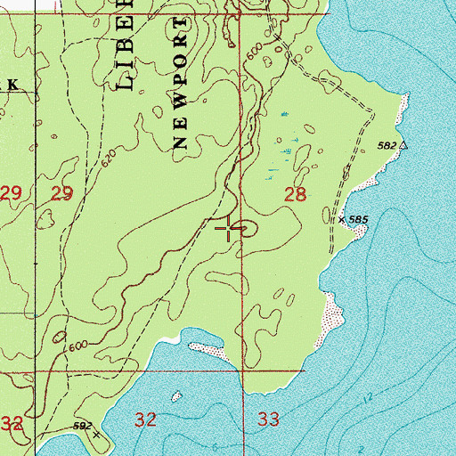 Topographic Map of Newport Conifer-Hardwoods State Natural Area, WI