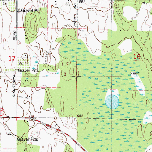 Topographic Map of Thorp Pond State Natural Area, WI