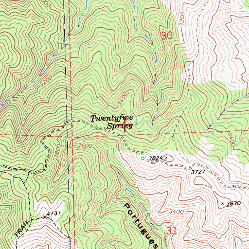 Topographic Map of Zalba Spring, CA