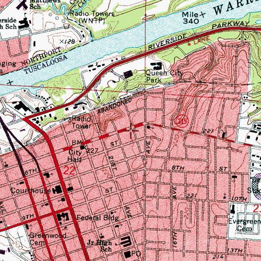 Topographic Map of Capstone Church, AL
