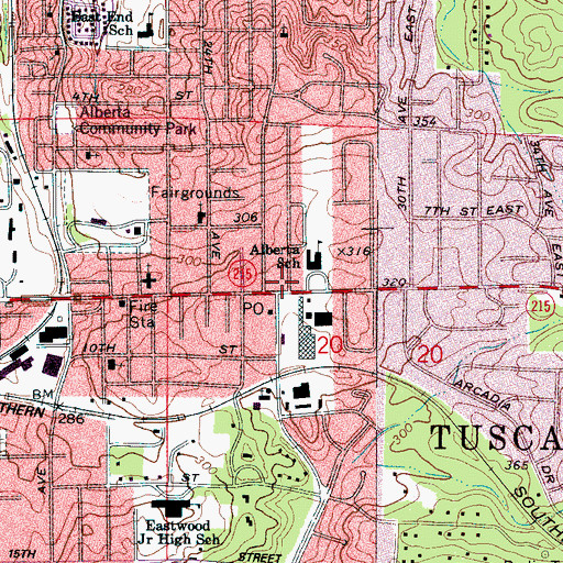 Topographic Map of Tuscaloosa Police Department East Precinct, AL