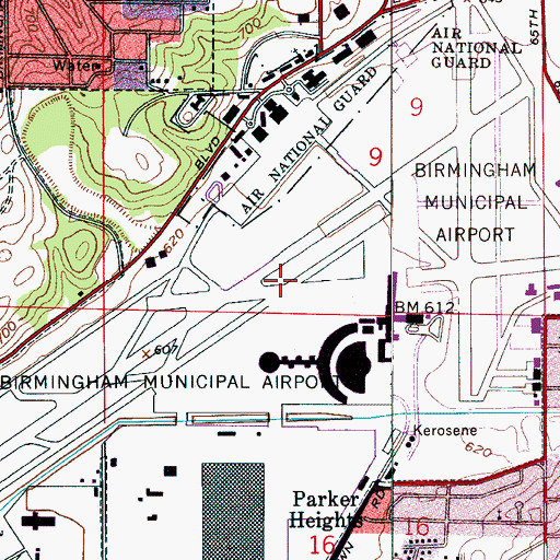 Topographic Map of Birmingham Army Air Field (historical), AL