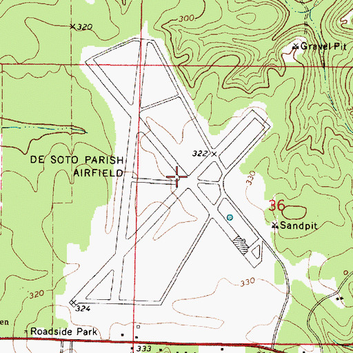 Topographic Map of Mansfield Army Air Field (historical), LA