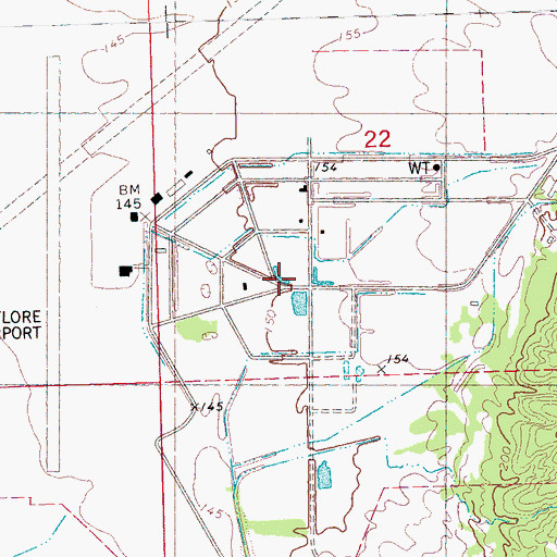 Topographic Map of Greenwood Army Air Field (historical), MS