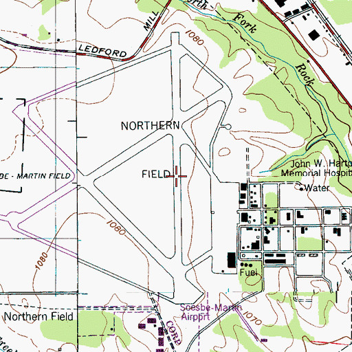 Topographic Map of William Northern Army Air Field (historical), TN