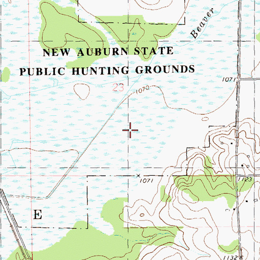 Topographic Map of New Auburn Sedge Meadow State Natural Area, WI