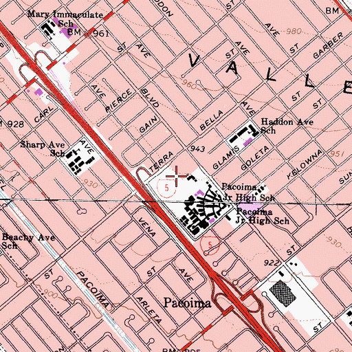 Topographic Map of El Mesias Iglesia Metodista, CA