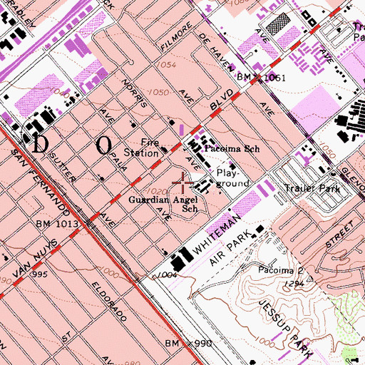 Topographic Map of Guardian Angel Catholic Church, CA