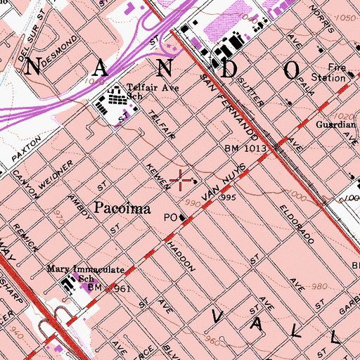 Topographic Map of Iglesia Bautista Del Valle, CA