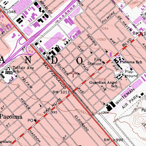 Topographic Map of New Heaven Missionary Baptist Church, CA