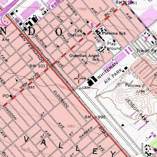 Topographic Map of Primera Iglesia Del Valle, CA