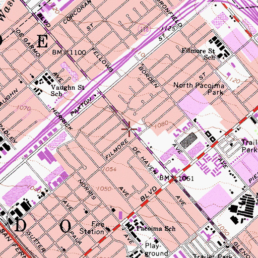 Topographic Map of Valley Seventh Day Adventist Church, CA