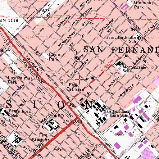Topographic Map of Calvary United Pentecostal Church, CA