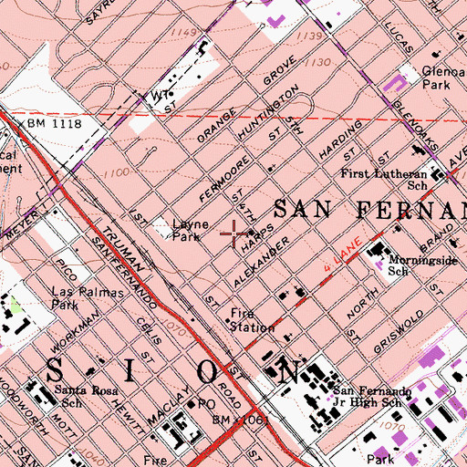 Topographic Map of Church of the Nazarene, CA