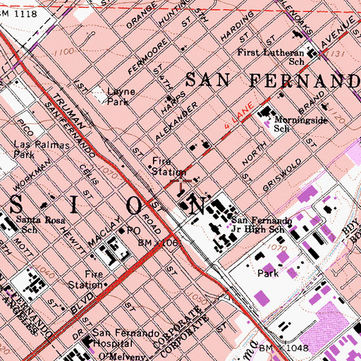 Topographic Map of First Baptist Church, CA