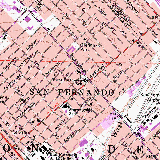 Topographic Map of First Lutheran Church, CA