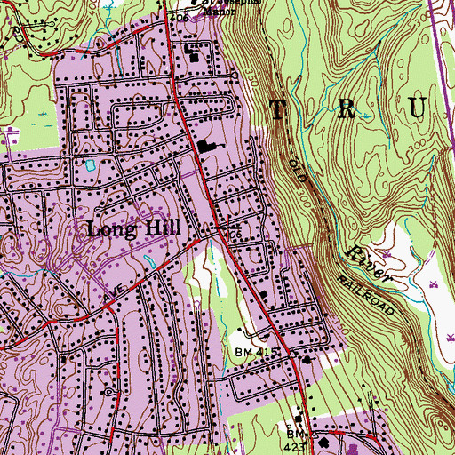Topographic Map of Long Hill, CT