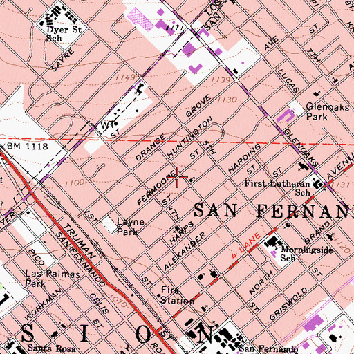 Topographic Map of Liberty Missionary Baptist Church, CA