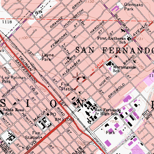 Topographic Map of Park Chapel African Methodist Episcopal Church, CA