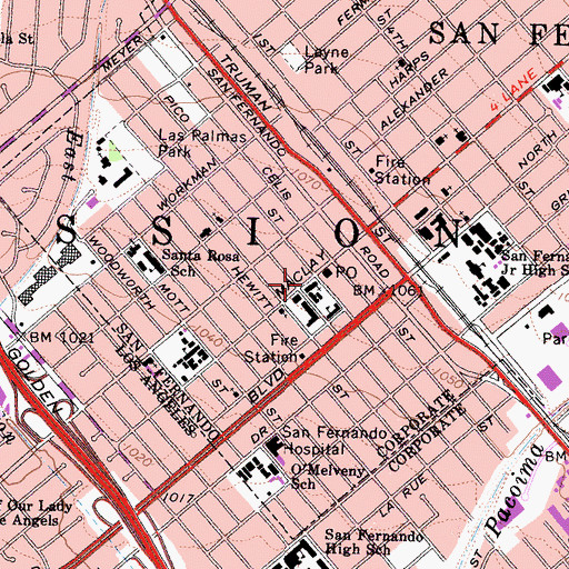 Topographic Map of Saint Ferdinand's Catholic Church, CA