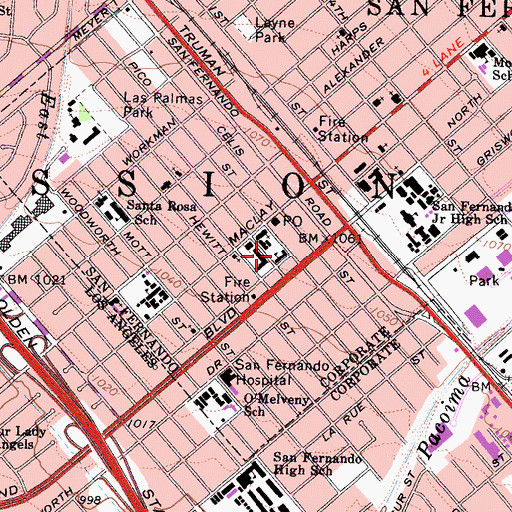 Topographic Map of Saint Ferdinand's School, CA