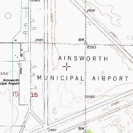 Topographic Map of Ainsworth Army Air Field (historical), NE