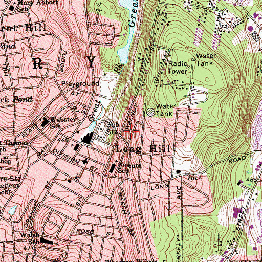 Topographic Map of Long Hill, CT