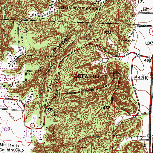 Topographic Map of Detweiller Woods Nature Preserve, IL