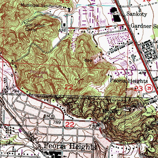 Topographic Map of Forest Park South Nature Preserve, IL